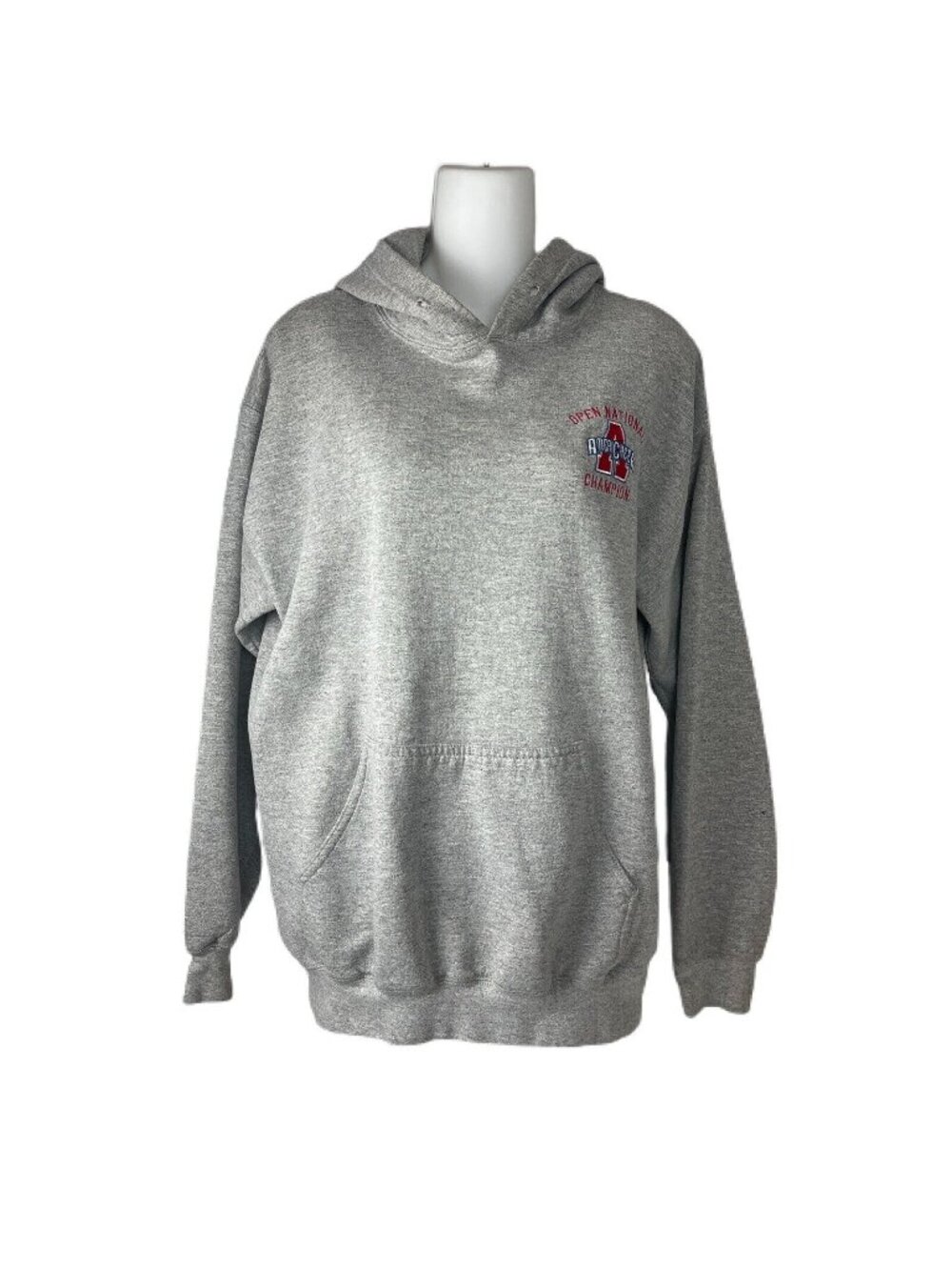 Americheer Open National Champion Hoodie Gray Size M Fleece Embroidered